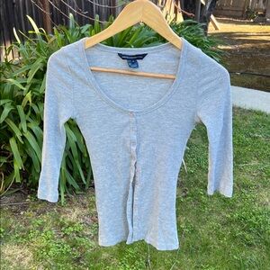 French Connection Light Gray Button-Down Women's Shirt